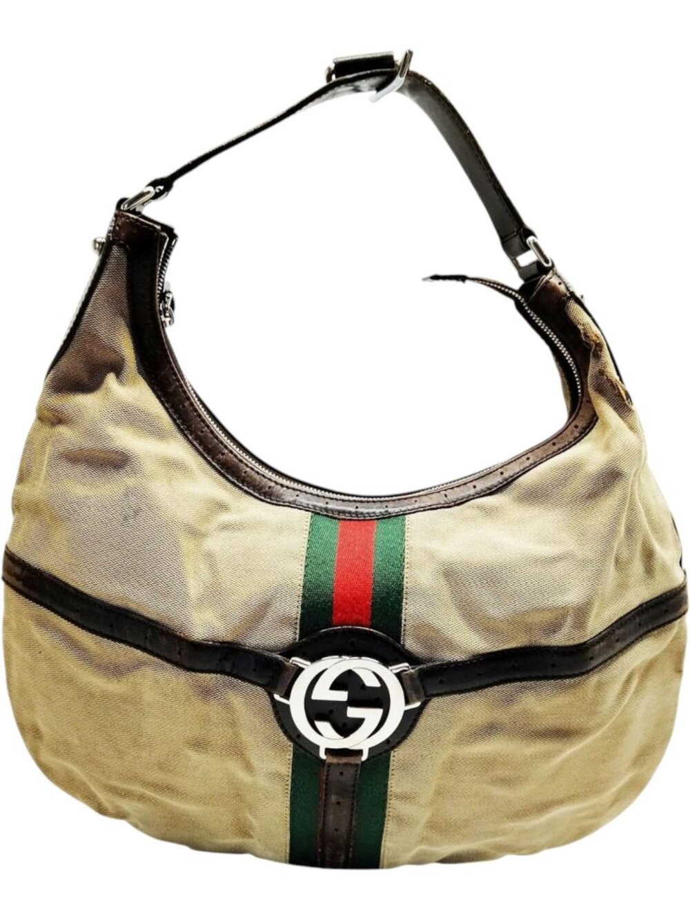 625241CR T3 Gucci Hand Bag Sherry Line Beige Canvas